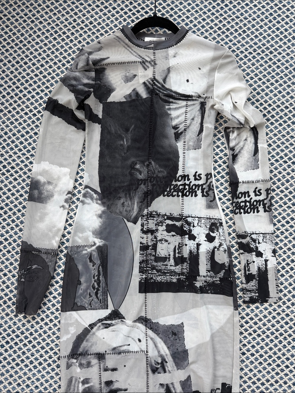 Rare Guizio Statement Gaultier-Inspired Renaissance Graphic Mesh Midi Dress